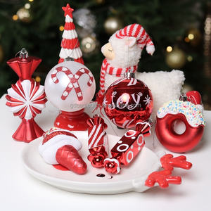 EAGLEGIFTS 60 Piezas Decoración Navideña <span class=keywords><strong>de</strong></span> Lujo, Adornos <span class=keywords><strong>de</strong></span> Caramelo y Donuts Rojos y Blancos, Bolas <span class=keywords><strong>de</strong></span> Navidad - Product Image 6