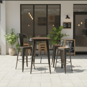 Tabouret de bar moderne en métal, chaise haute de bar, chaise de bar rouge en fer, chaises industrielles, tabouret pouvant être transformé en table - Product Image 2