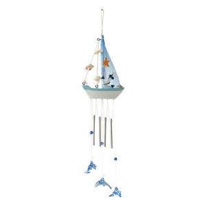 Style méditerranéen créatif Seastar Shell poli carillon éolien bateaux maison <span class=keywords><strong>voilier</strong></span> décorations petits bateaux en bois suspension aérienne - Product Image 2