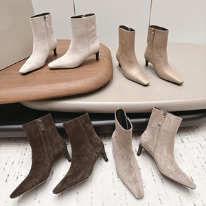<strong>Women</strong> <strong>Italian</strong> Style Original Suede <strong>Leather</strong> High Heel <strong>Ankle</strong> <strong>Boots</strong> Side Zipper Fashion <strong>Boots</strong> - Product Image 5