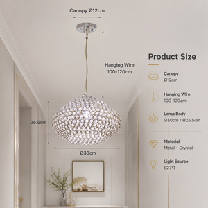 Lámpara Colgante de Cristal Moderna con Marco Metálico Tricolor E27, Altura Ajustable para Comedor y Sala de Estar - Product Image 3