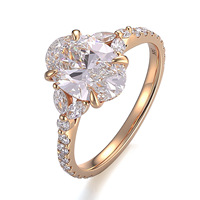 Bague en moissanite or 18 carats 4 carats, couleur D, VVS, tendance, simple, forme œuf de pigeon, bague de mariage personnalisable pour femme, vente chaude