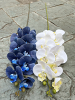 Real Touch Impression 3d Phalaenopsis Fleurs 9 Tête Artificielle Latex Bleu Orchidées Fleur Pour Toute La Vente