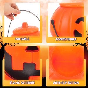 Seau à bonbons en plastique citrouille d'Halloween avec couvercle, portable, pour le jeu de la citrouille, seau de rangement, décoration de fête pour enfants, cadeau - Product Image 3