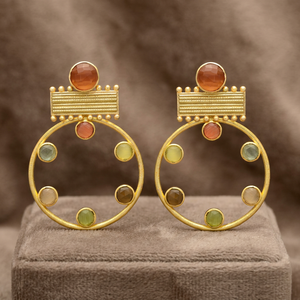 Brass Handmade Gemstone Drop Earrings <b>Gold</b> Plated Ethnic Engagement Party Fashion Boho - Product Image 2
