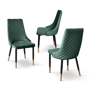 Cinzia <b>Chair</b> Set Of 4 <b>Green</b> Velvet Metal Legs Indoor <b>Dining</b> <b>Chairs</b> - Product Image 2