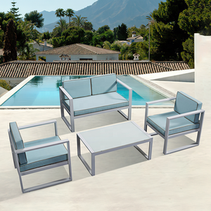 ชุดโซฟาอลูมิเนียมสำหรับสวนกลางแจ้งเฟอร์นิเจอร์โซฟาสีขาวราคาถูกสำหรับลานบ้าน - Product Image 1