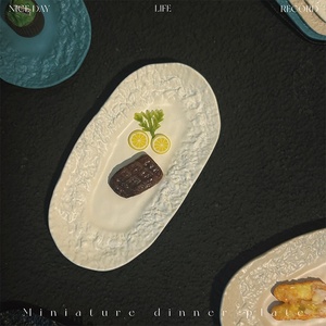 1:12 <strong>Doll</strong> House Mini Rock Steak Dinner Plate <strong>Doll</strong> House Accessories Long Dish Toy Model Miniature Dinner Plate Set - Product Image 1