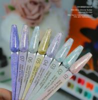Gel de construction pour ongles 8 couleurs Misty Glimmer, sans HEMA ni TPO, gel scintillant pour extension d'ongles, auto-nivelant UV LED, pour salon