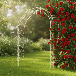 Arche de jardin en métal 98,4'' H blanche, treillis extérieur pour plantes grimpantes, support pour roses de mariage - Product Image 2
