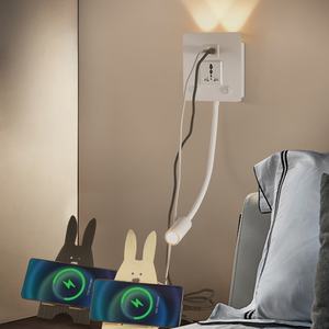 Lámpara de lectura de cabecera de cuello de cisne flexible con luz de pared USB para hotel de 3W con control remoto - Product Image 6