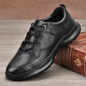 Chaussures décontractées pour hommes en cuir véritable à bout rond et lacets, semelle intermédiaire EVA amortissante, semelle extérieure en caoutchouc, collection automne - Product Image 1