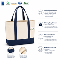 Sac en toile épaisse personnalisé, grande capacité, écologique, réutilisable, sac de shopping en toile de coton bicolore avec poignée