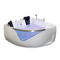 Baignoire spa d'angle en acrylique de 59 pouces pour 2 personnes avec jupe latérale double, massage par remous, 6 jets, design moderne pour usage hôtelier