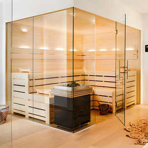 Ruang <span class=keywords><strong>Sauna</strong></span> Kayu Solid Uap Basah Komersial Tahan Lama Model Tradisional untuk 6-8 Orang Desain Baru Rumah <span class=keywords><strong>Sauna</strong></span> Kubah - Product Image 5