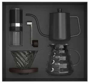 Conjunto de café moedor de cerâmica, chaleira de café espresso, bolsa de viagem, ferramentas para barista