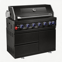 Barbecue de jardin en acier inoxydable Chromaflame FB-MI61, pour usage domestique, haut de gamme, grill épaissi, 6+1 brûleurs, multifonction
