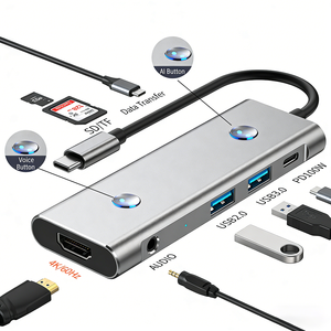 ฮับ USB-C คุณภาพสูง อะแดปเตอร์มัลติพอร์ต 8 in 1 แท่นเชื่อม<span class=keywords><strong>ต่อ</strong></span>และฮับสถานีเชื่อมต่อ USB-C สำหรับพีซี โทรศัพท์ และโน้ตบุ๊ก - Product Image 1