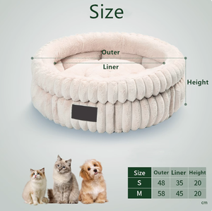 Cueva de gato cerrada cálida, cama de lujo para perros, terciopelo de leche grueso, nido redondo de tamaño pequeño para sueño profundo, patrón sólido - Product Image 5