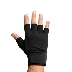 Gants de fitness demi-doigts en Spandex avec sangle de poignet réglable pour la musculation en salle de sport pour hommes, noirs - Product Image 1
