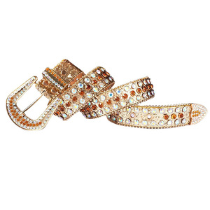 Cinturón de Cuero PU Personalizado con Hebilla de Diamantes de Imitación, Estilo Casual, Hebilla de Aleación, Duradero, Moldeado en una Sola Pieza - Product Image 2