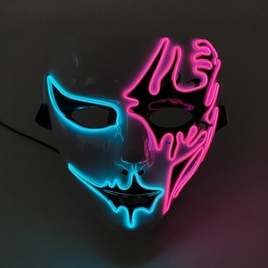Máscara LED fluorescente colorida aterradora que brilla en <span class=keywords><strong>la</strong></span> oscuridad, máscaras de cara completa luminosas para hombres y mujeres, accesorios para disfraces de Halloween - Product Image 4