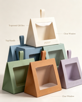 Boîte cadeau de banquet portable, recyclable, étanche, avec fermeture magnétique et fenêtre transparente, personnalisable, impression quadricolore, boîte simple