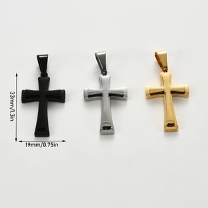 Collar con colgante de cruz de doble capa de acero inoxidable, pequeño, minimalista, plateado, dorado, negro, amuleto religioso cristiano para hombres y mujeres - Product Image 6
