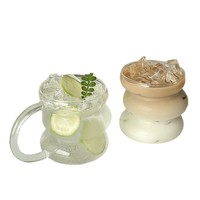 Tasse à café en verre en forme de chenille, vaisselle vintage, verrerie, mug à boisson avec poignée
