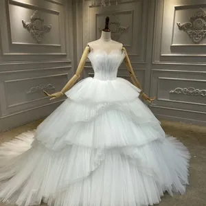 New Wedding Dress Sweetheart Neck Dresses Off Shoulder Ruffles Skirt Bridal Gown