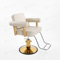 Nouveau fauteuil de barbier en bois grainé, réglable en hauteur, fauteuil de coiffure pour salon avec rotation à 360 degrés, couleur personnalisée pour femmes coiffeuses