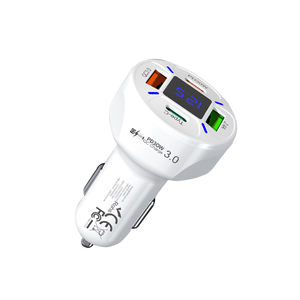 2025 क्यू 3.0 2usb + 2usb-c pd30w कार चार्जर 4 में वोल्टेज डिस्प्ले सुपर फास्ट चार्जिंग एडाप्टर के साथ 1 में वोल्टेज डिस्प्ले सुपर फास्ट चार्जिंग एडाप्टर - Product Image 1