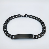 Bracelet long personnalisé pour homme en acier inoxydable, réglable, avec nom gravé, cadeau de fête