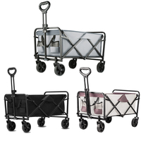 Chariot de transport pliable d'extérieur haute capacité 220 LBS, chariot de camping à quatre roues