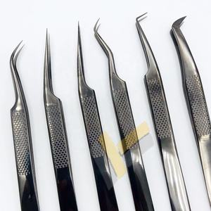 Pince à épiler professionnelle d'extension de cils en acier inoxydable Plasma noir Logo personnalisé pince à épiler à volume fort - Product Image 2