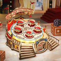 Rompecabezas 3D Estereoscópico de Parque de Atracciones, Caja Musical de Madera, Modelo de Ensamblaje de Fábrica, Juguete de Regalo de 101-500 Piezas para Mayores de 14 Años