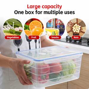 Large Refrigerator <b>Storage</b> Box Plastic Food <b>Storage</b> Organizers with Sealed Lid Veget Fruit <b>Containers</b> for Pantry and Freezer - Product Image 4
