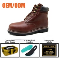 Chaussures de sécurité en cuir pleine fleur marron, résistantes à l'huile et aux acides, avec semelle en caoutchouc, embout en acier, anti-perforation, Goodyear, bottes de travail pour hommes