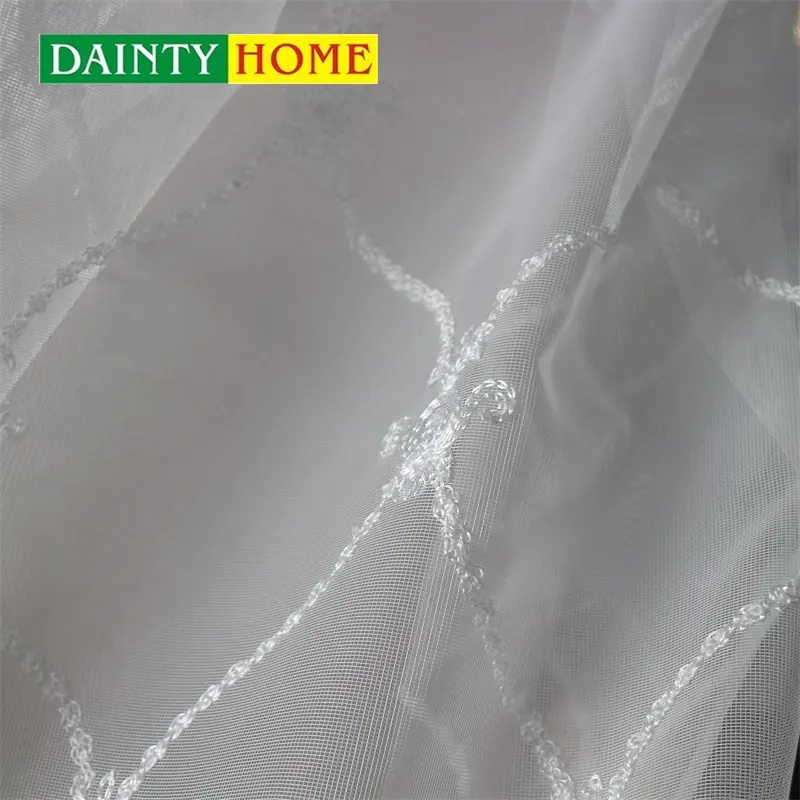 Cortinas transparentes bordadas baratas de alta qualidade por atacado personalizadas em tecido europeu com flores bordadas cortina de renda