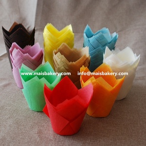 Suministro de panadería de una sola pared, tazas de magdalenas de <span class=keywords><strong>tulip</strong></span>án de papel desechables ecológicas, revestimientos biodegradables para magdalenas para yogur compostables - Product Image 2