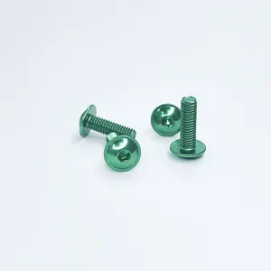 Wholesale Price Aluminum Anodized Green Color Hex Socket Button Head Screw Flanged Head Decorative Motorcycle Screws
