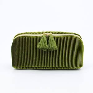 Pochette Cosmetica da <span class=keywords><strong>Viaggio</strong></span> Personalizzata Ecologica <span class=keywords><strong>in</strong></span> Velluto Stropicciato con Cerniera e Manico Morbido, Leggera per la Bellezza - Product Image 6