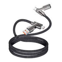 Kabel Data 4-in-1 Tipe-C Pengisian Cepat 100W Grosir Pabrik, Jalinan Nilon, Lampu LED, Konduktor Tembaga Murni untuk Ponsel