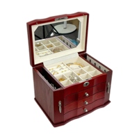 Boîte à bijoux en bois et velours style Lady, présentoir organisateur pour boucles d'oreilles, colliers et bagues - Solution de rangement de bijoux populaire