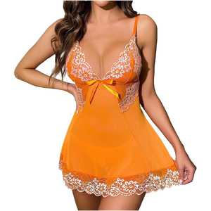 Everyday Satin Sexy Women's <b>Lingerie</b> Year-Round Wear Breathable Comfort Skin Friendly Size XL <b>Bodysuits</b> Naughty Style Bow - Product Image 1