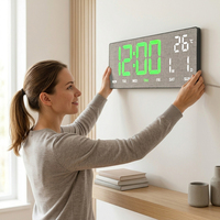 Reloj Despertador Digital LED Eléctrico Silencioso de Gran Tamaño, Control Remoto, Calendario, Temperatura, Temporizador, Cuenta Regresiva/Ascendente, para Gimnasio, Hogar, Oficina