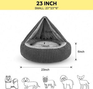 Free Sample Small Dog <b>Bed</b> with Attached Blanket, Cozy Donut Cuddler Anti-Anxiety Hooded Pet <b>Beds</b> Calming <b>Cave</b> <b>Bed</b>. Round - Product Image 2