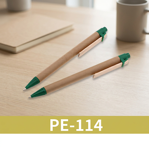 Stylo publicitaire écologique avec clip en bois, en papier, modèle PE-114 - Product Image 3