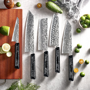 Ensemble de <span class=keywords><strong>couteaux</strong></span> de chef japonais de luxe en acier Damas M390, 5 pièces, 61-63HRC, manche en fibre de carbone, pour cuisine moderne - Product Image 3