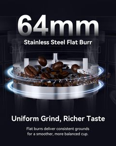 Molinillo de Café Eléctrico de Alta Resistencia con Muelas Planas de 64 mm y 100 Ajustes, Molinillo de Café Comercial - Product Image 6
